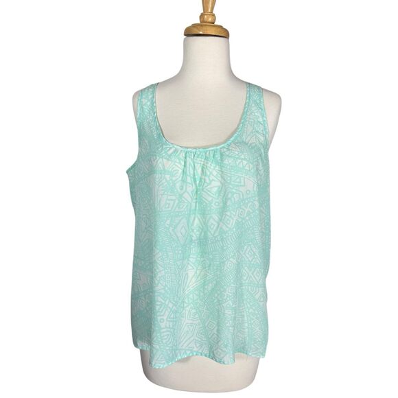 Josephine Studio Turquiose Aztec Southwest Print Sleeveless Blouse Top Petite M - Picture 1 of 5